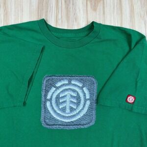 Vintage Y2K Element Skate T Shirt 100% Cotton Medium Green Short Sleeve`